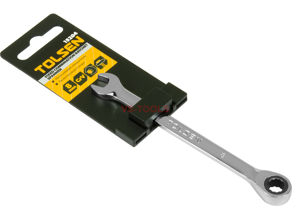 8mm Metric Chromed Ratchet Gear Spanner Fixed Head Combination